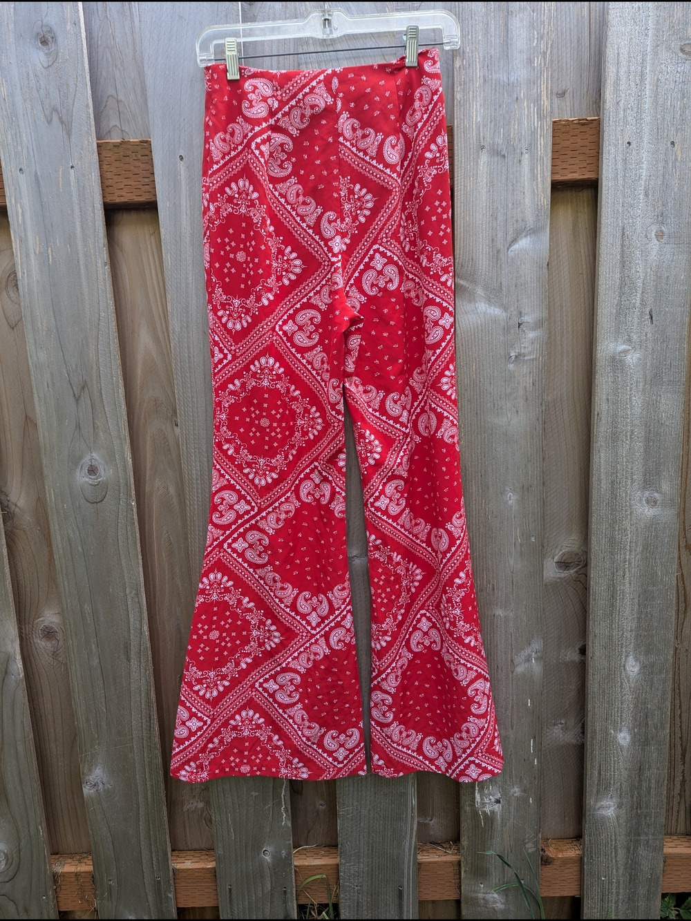 Red Bandana Print Flared Pants - Picture 2 of 3
